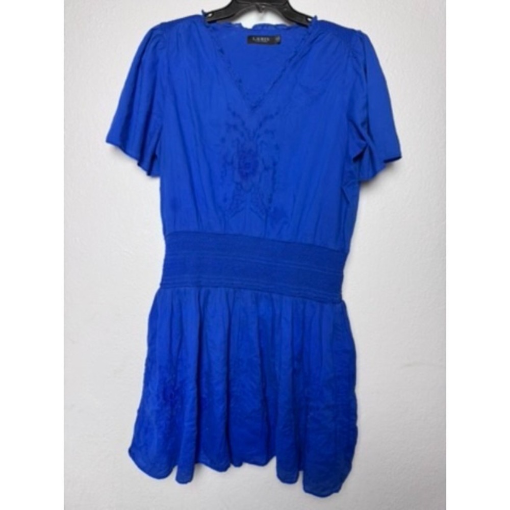Lauren Ralph Lauren Mini Dress Womens Size 16 Blue Cottagecore Bohemian Feminine